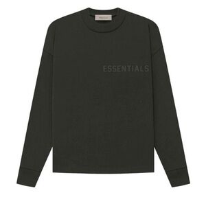 Essentials Black Long Sleeve Tee Classic Crew Neck